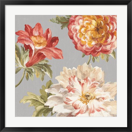 Framed Mixed Floral IV Crop II Gray II Print