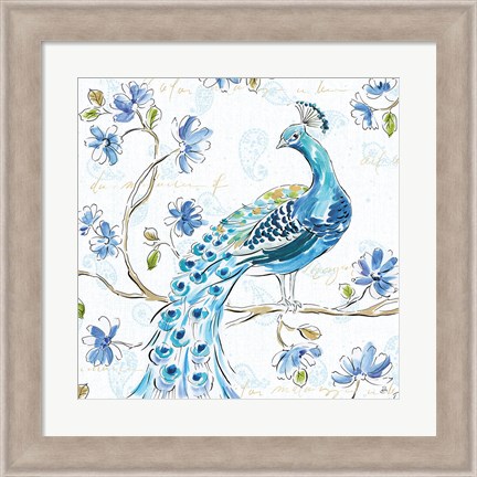 Framed Peacock Allegory IV White Print