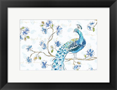 Framed Peacock Allegory II White Print