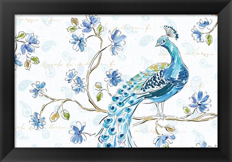 Framed Peacock Allegory II White Print