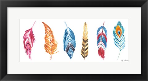 Framed Rainbow Feathers II Print