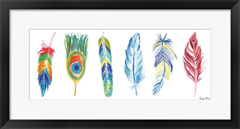 Framed Rainbow Feathers I Print
