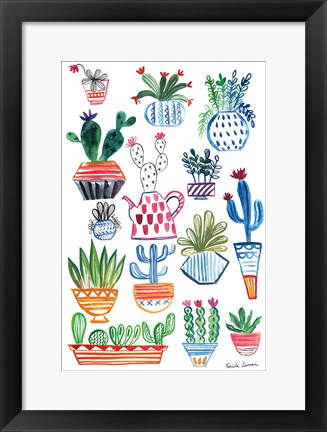 Framed Funky Cacti I Print