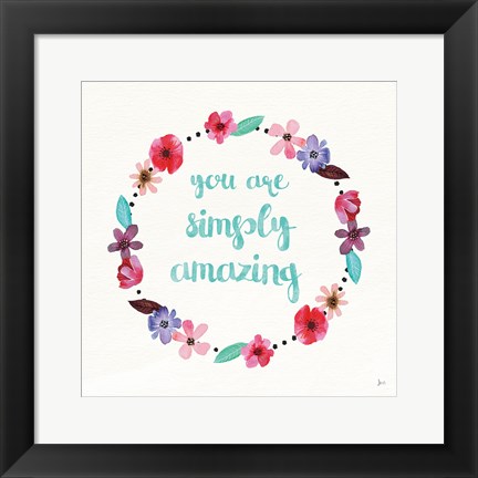 Framed Simply Amazing I Blue and Blush Print