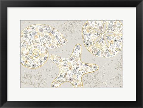 Framed Seaside Blossoms V Neutral Print