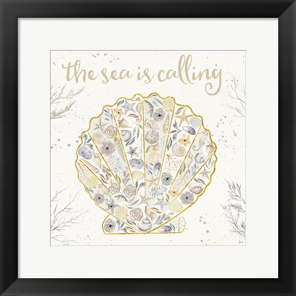 Framed Seaside Blossoms I Neutral Print