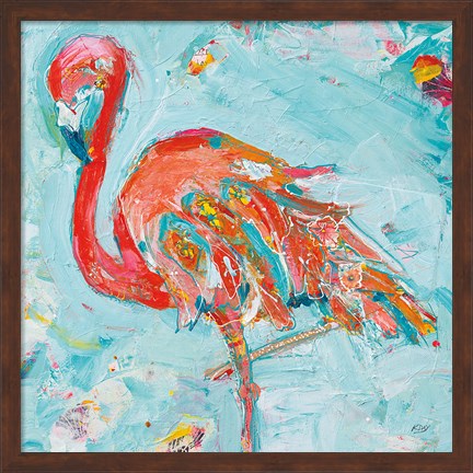 Framed Flamingo Bright Print