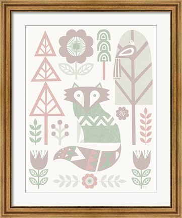 Framed Folk Lodge Fox v2 Hygge Print