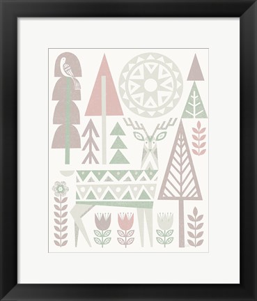 Framed Folk Lodge Deer I Hygge Print