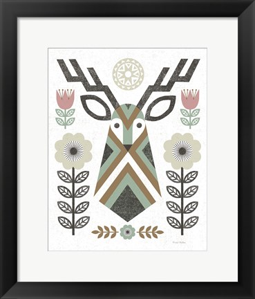 Framed Folk Lodge Deer II Hygge Print