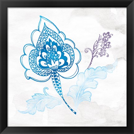 Framed Eastern Boho II Peacock Blue Print