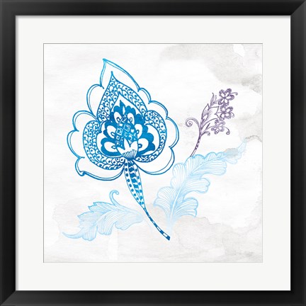 Framed Eastern Boho II Peacock Blue Print