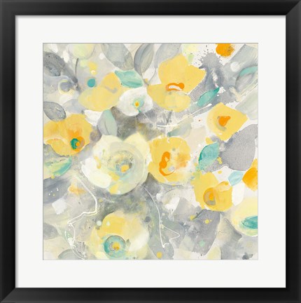 Framed Buttercups II Teal Print