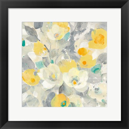 Framed Buttercups I Teal Print