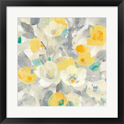 Framed Buttercups I Teal Print