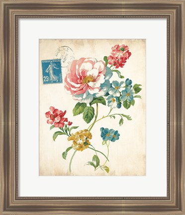 Framed Elegant Floral I Vintage v2 Print