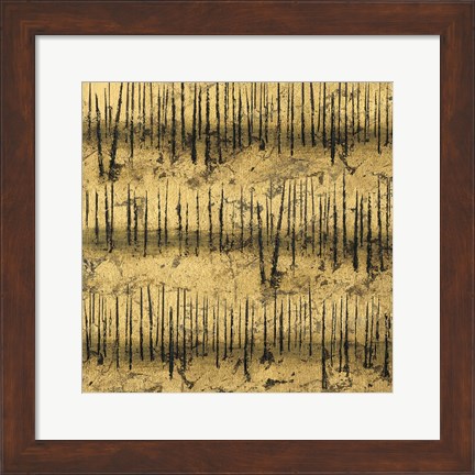 Framed Golden Trees III Taupe Pattern II Print