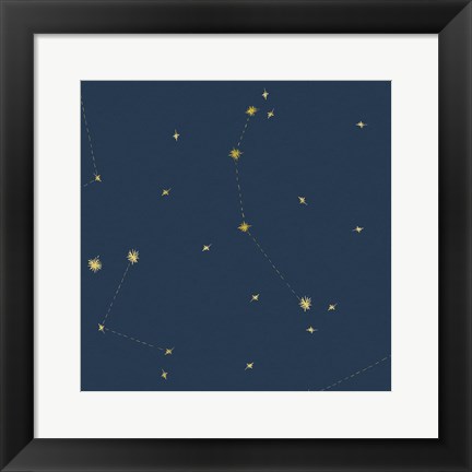 Framed Night Sky Navy and Gold Pattern 05A Print