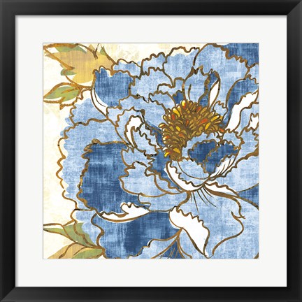 Framed Camilles Peony II Indigo Print