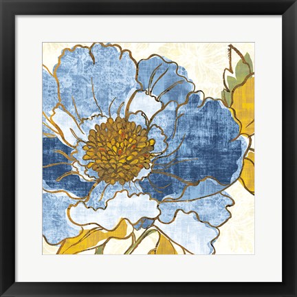 Framed Camilles Peony I Indigo Print