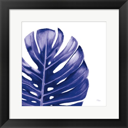 Framed Statement Palms IV Indigo Print