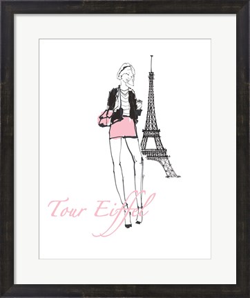 Framed French Chic I Pink on White Print