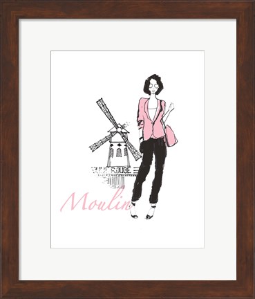 Framed French Chic IV Pink on White Print