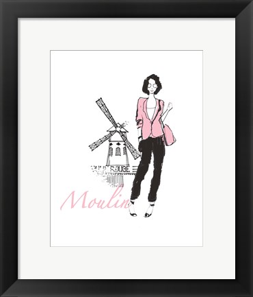 Framed French Chic IV Pink on White Print