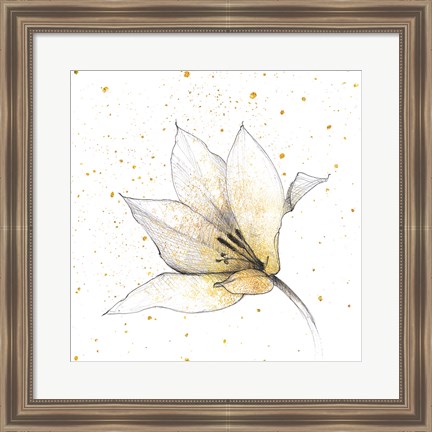 Framed Gilded Graphite Floral IX Print