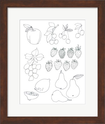 Framed Line Art Fruits Print