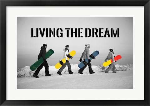 Framed Living The Dream - Pop Of Color Snowboards Print