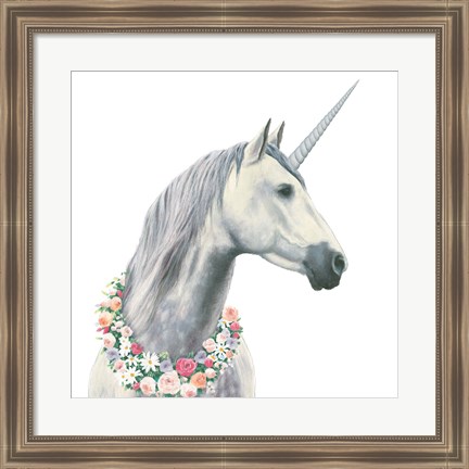 Framed Spirit Unicorn I Square Print