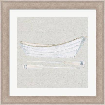 Framed Serene Seaside I Tan Print