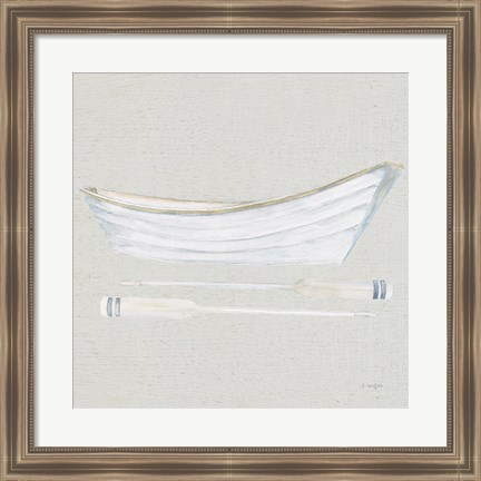 Framed Serene Seaside I Tan Print