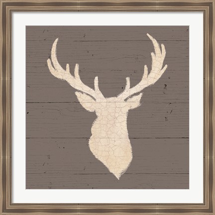 Framed Rustic Elegance I on Gray Wood Print