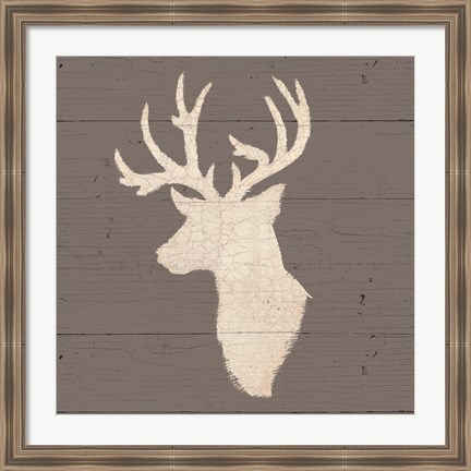 Framed Rustic Elegance II on Gray Wood Print