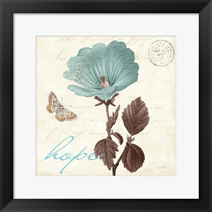 Framed Touch of Blue III Hope Print