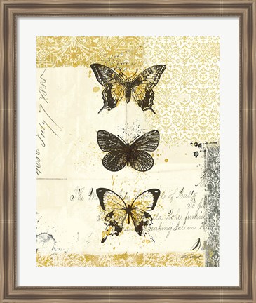 Framed Golden Bees n Butterflies No 2 Print