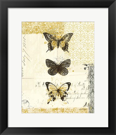 Framed Golden Bees n Butterflies No 2 Print