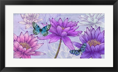 Framed Nympheas and Butterflies Print