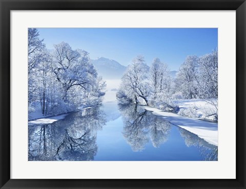 Framed Winter landscape at Loisach, Germany Print