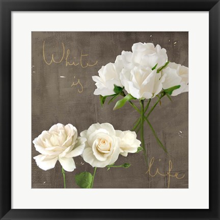 Framed White Roses Print