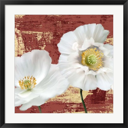 Framed Washed Poppies (Red &amp; Gold) I Print