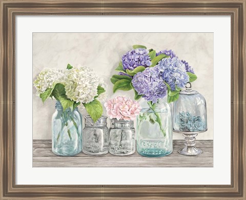 Framed Flowers in Mason Jars (detail) Print