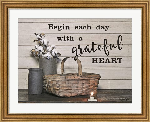 Framed Begin Each Day with a Grateful Heart Print