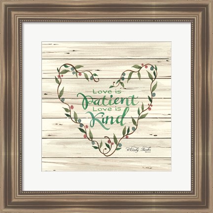 Framed Love is Patient Heart Wreath Print