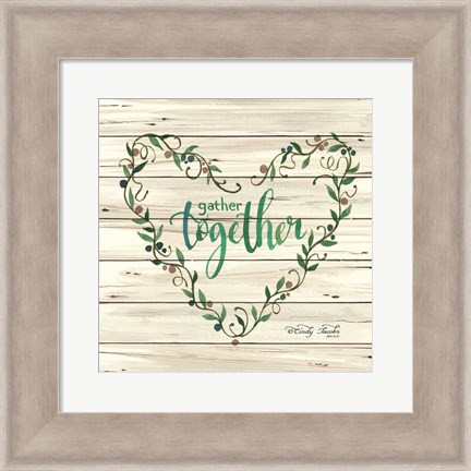 Framed Gather Together Heart Wreath Print