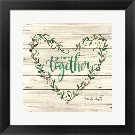 Framed Gather Together Heart Wreath Print