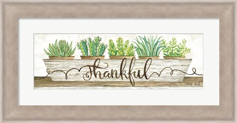 Framed Thankful Succulent Pots Print