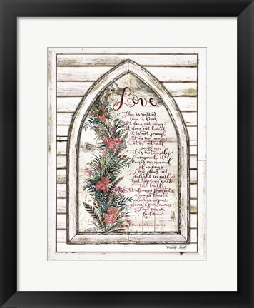 Framed Love is Patient Arch with Flowers Print